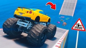 СМОЖЕТ ЛИ ГИГАНТСКИЙ НИССАН ГТР ПРОЕХАТЬ БОЛЬШУЮ ЛУЖУ В ГТА 5 МОДЫ - ЭКСПЕРИМЕНТЫ в GTA 5 MODS