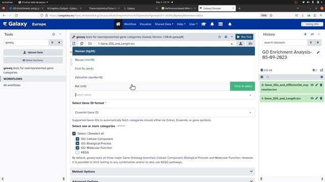 Galaxy Tutorial on RNA Seq GO Gene Ontology Enrichment Analysis  - Episode-1