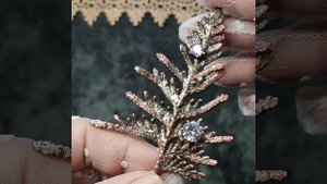 Брошь из веточки туи, покрытой медью