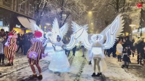 Сильный снегопад в Цюрихе, Швейцария 🇨🇭 Рождественские огни Люси на Банхофштрассе