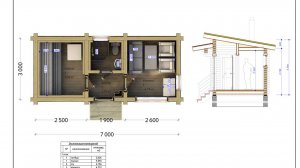 Проект бани 7х3 м из бруса профилированного