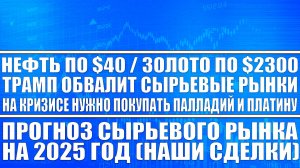 Нефть по $40 в 2025 году! Золото по $2300 Трамп обвалит сырьевые рынки. Купим платину и палладий!