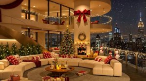 NEW YEAR NIGHT AT A LUXURY APARTMENT 🎄 Christmas Jazz Instrumental with Snow