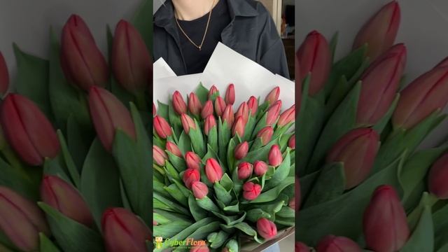 Букет 51 красный тюльпан