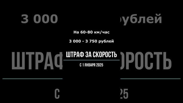 Штраф за скорость с 1 января 2025