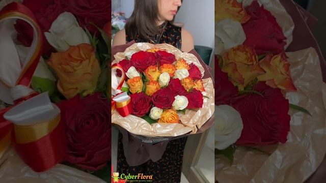 Букет 25 кенийских ярких роз