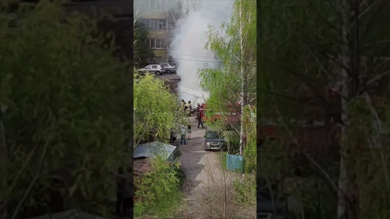 Загорелась мусорка напротив 73 дома по улице Рябикова. Пожарные приехали быстро.