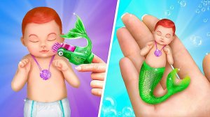 Миниатюрная малышка русалка! 31 идея для кукол