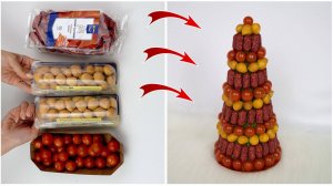 Идея: Украшаем стол ЕЛКА ИЗ КОЛБАСЫ И СЫРА. Елка из колбасных и сырных деликатесов на Новый Год 2025