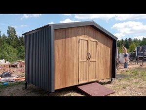 Хозблок Барнхаус с обшивкой профлистом от Компании Малинка