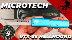 Нож Microtech UTX-85 Hellhound, Stonewash, M390, Aluminum Blue, 719-10 TQS, (Signature Series)