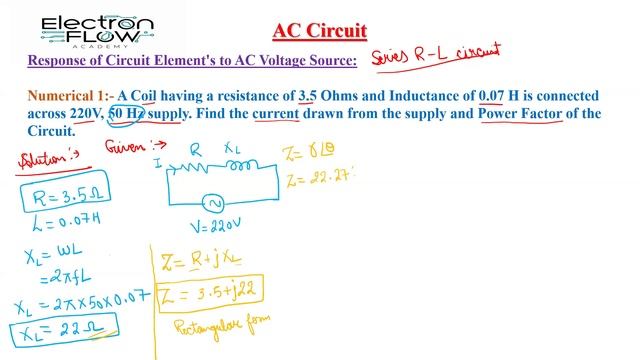 AC Through RL Circuit Numerical Problem 1