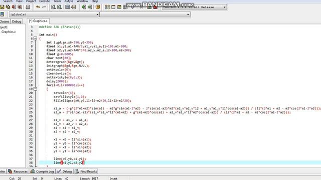 Double Pendulum in C