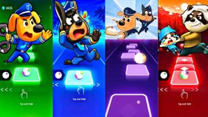 Sheriff Labrador VS Sheriff Papillon VS Officer Doberman Coffin dance Tiles Hop PART 1