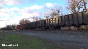 K252 w/ BNSF-bonnet and a Manifest at Fairport,NY 11/3/13