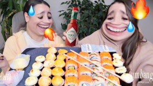 МУКБАНГ кто ошибается - обжигает горло! роллы под соусом табаско mukbang ОСТРО!