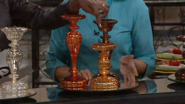 Set of 3 Illuminated Mercury Glass Pedestals by Valerie on QVC смотреть онлайн