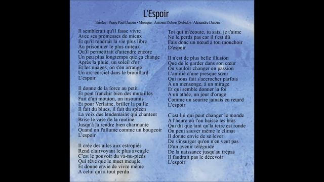 DANZIN - LEspoir - BLEU COBALT - Chanson - Slam - 2016