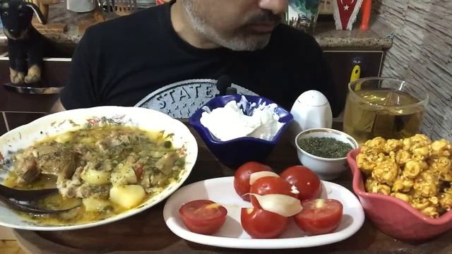 ASMR | MUKBANG | SOUZ - Azerbaijani National Dish | Caramel Corn | Cherry Tomatoes 🍅 | Garlic