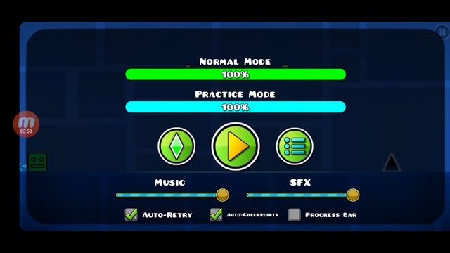 Способ , как настроить игру , Geometry Dash чтобы при проигрыше не начинать всё сначала . смотреть онлайн