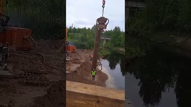 Ведутся работы по устройству временного моста через реку Мудьюга. Услуги бурения +7 (985) 185-77-77