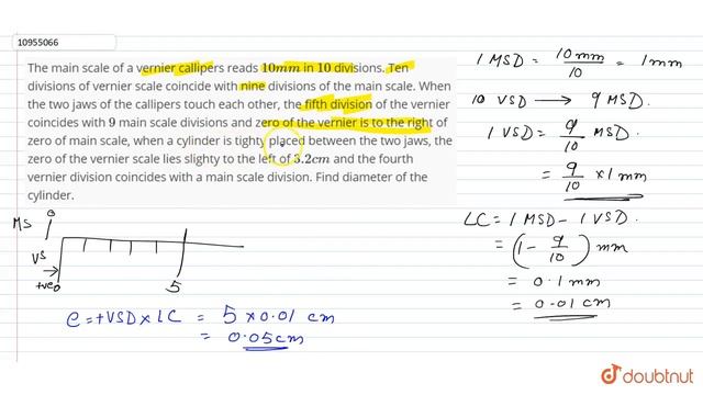The main scale of a vernier callipers reads `10 mm` in `10` divisions. Ten divisions of смотреть онлайн