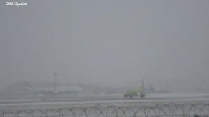 Сильный снегопад в аэропорту Домодедово споттинг 04.11.24.