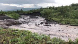 Селевый поток под Ключевским вулканом