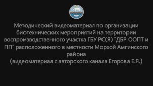 Биотехнические мероприятия в воспроизводственном участке «Морхой»