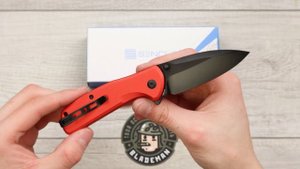 Нож SENCUT ArcBlast Flipper & Button Lock, 9Cr18MoV, Red Aluminum Handle, S22043B-4