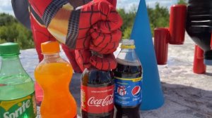 Epic Spiderman Experiment : Coca Cola, Fanta, Pepsi, Sprite, Mirinda and Mentos in Heart Undergroun