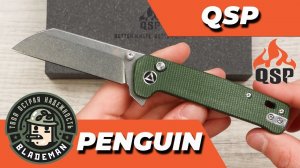 Нож QSP Penguin Button Lock, 14C28N, Micarta Green, QS130BL-C1