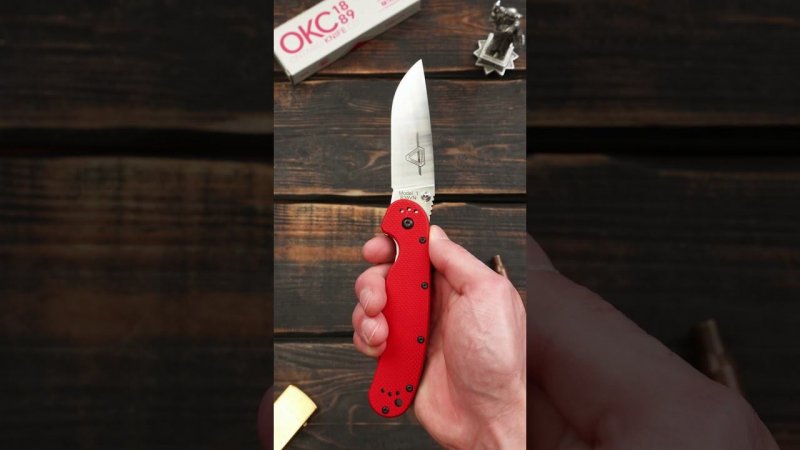 Нож Ontario RAT-1 Folder, S35VN Satin Blade, Red G10 Handle, ON8864