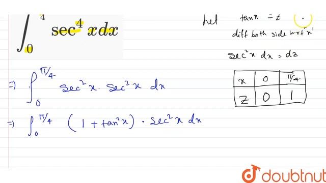 `int_(0)^((pi)/(4))sec^(4)xdx` смотреть онлайн
