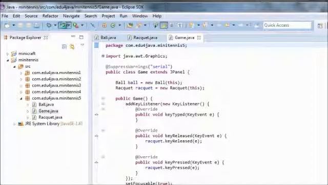 Adding the sprite "racquet". Java Game Programming for Beginners 5
