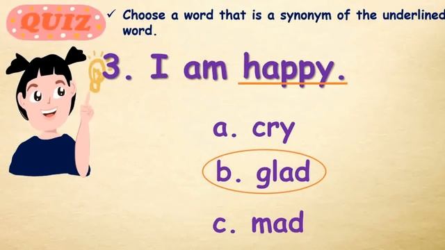 Synonyms for Grade 1 ( Example and Quiz )
