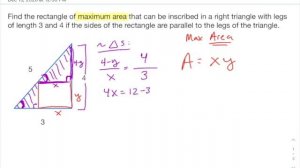 Calculus: Optimization [Rectangle Inscribed in a Triangle]