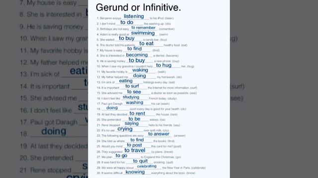 Examples of .Gerund or Infinitive! смотреть онлайн