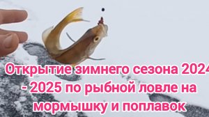 Открытие зимнего сезона 2024 - 2024 по рыбной ловле на мормышку и поплавок . Зимняя рыбалка 2024-25