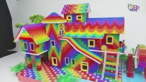 Магнитные шарики - Постройте Миниатюрный Домик С Надувной Горкой И Бассейном
