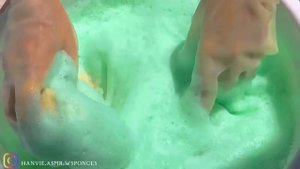 ASMR/ Dish Soap mix Cif Cream Cleaner / Part.03 #hanvieasmr #spongesqueezing #asmr