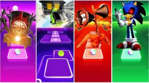 Choo choo Charles exe vs Spider House Head vs  Siren Head vs Sonic exe 🌟 Tiles Hop EDM Rush
