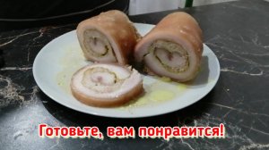 Рулет из свиной шкурки с фаршем