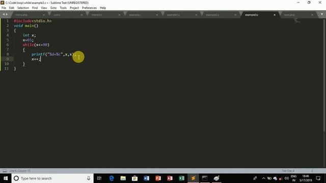 C Programming ASCII code print with while loop (Hindi) Part 05