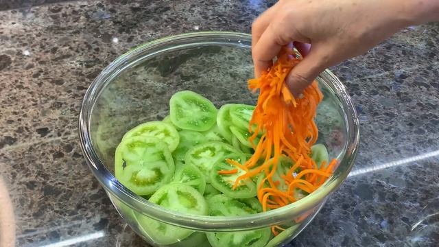 Острый салат/закуска из зеленых помидоров по-корейски