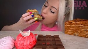ASMR EATING CHOCOLATE, PINK FOOD, ICE CREAM, CAKE, MARSHMALLOW, 디저트 (DESSERT) MUKBANG 먹방, 4K