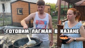 Готовим вкусный лагман в казане. Что приготовить в казане из овощей и мяса. Новоселовы готовят.