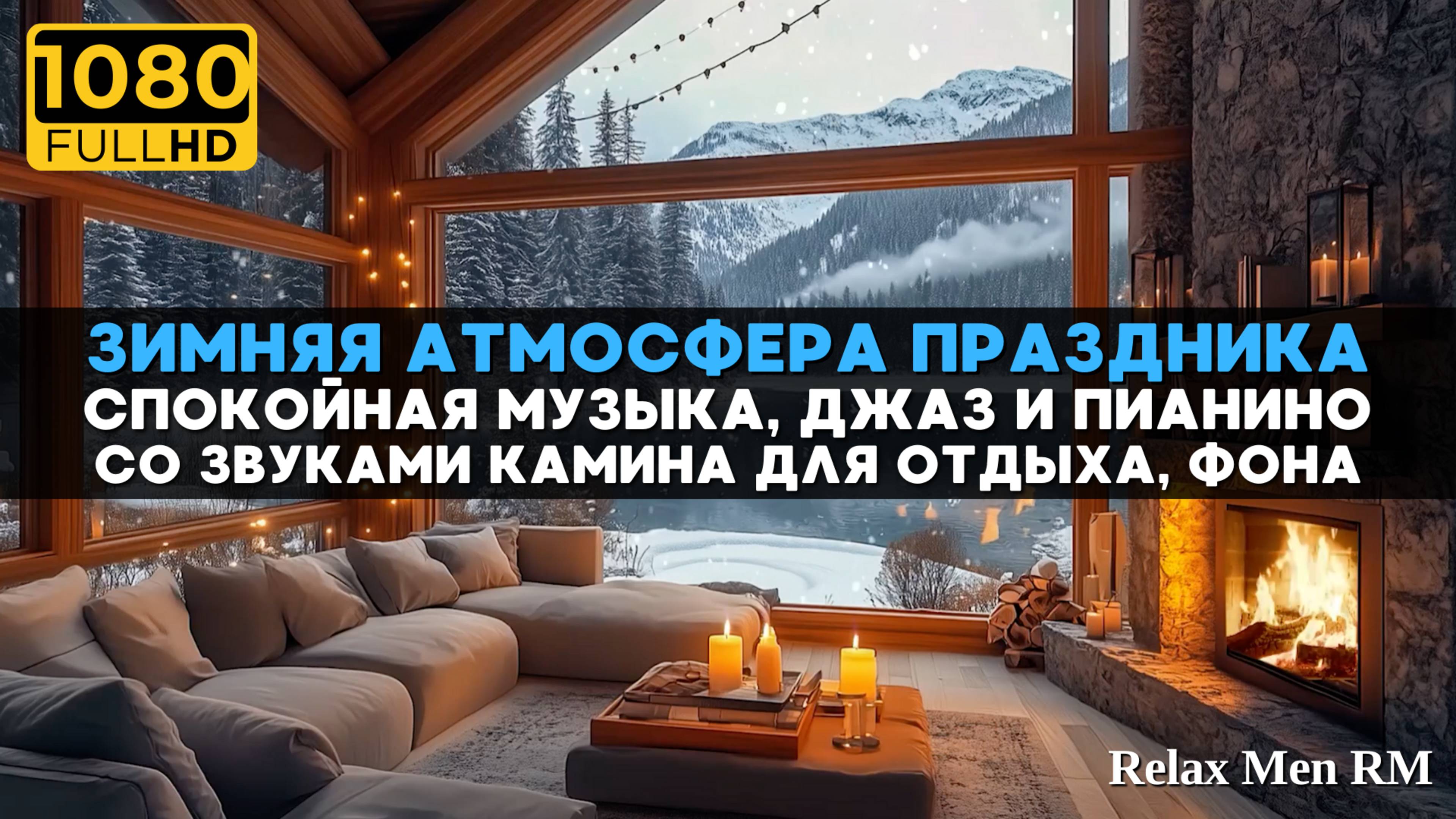 ❄️Зимняя Атмосфера Праздника ☕ Спокойная музыка, джаз и пианино со звуками камина для отдыха, фона