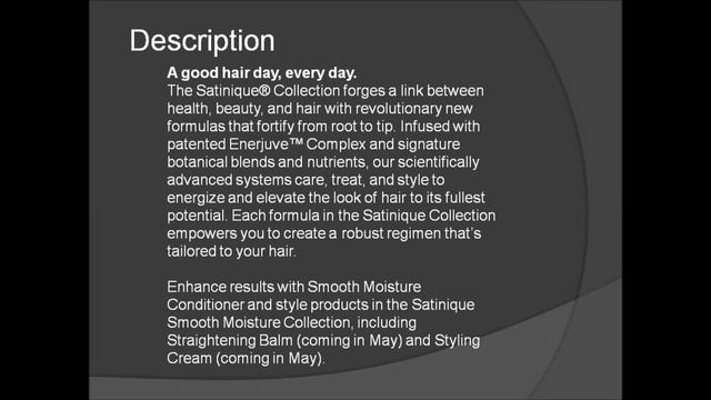 Satinique® Smooth Moisture Shampoo смотреть онлайн