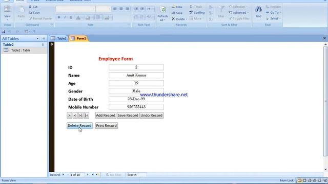 MS Access Button Control